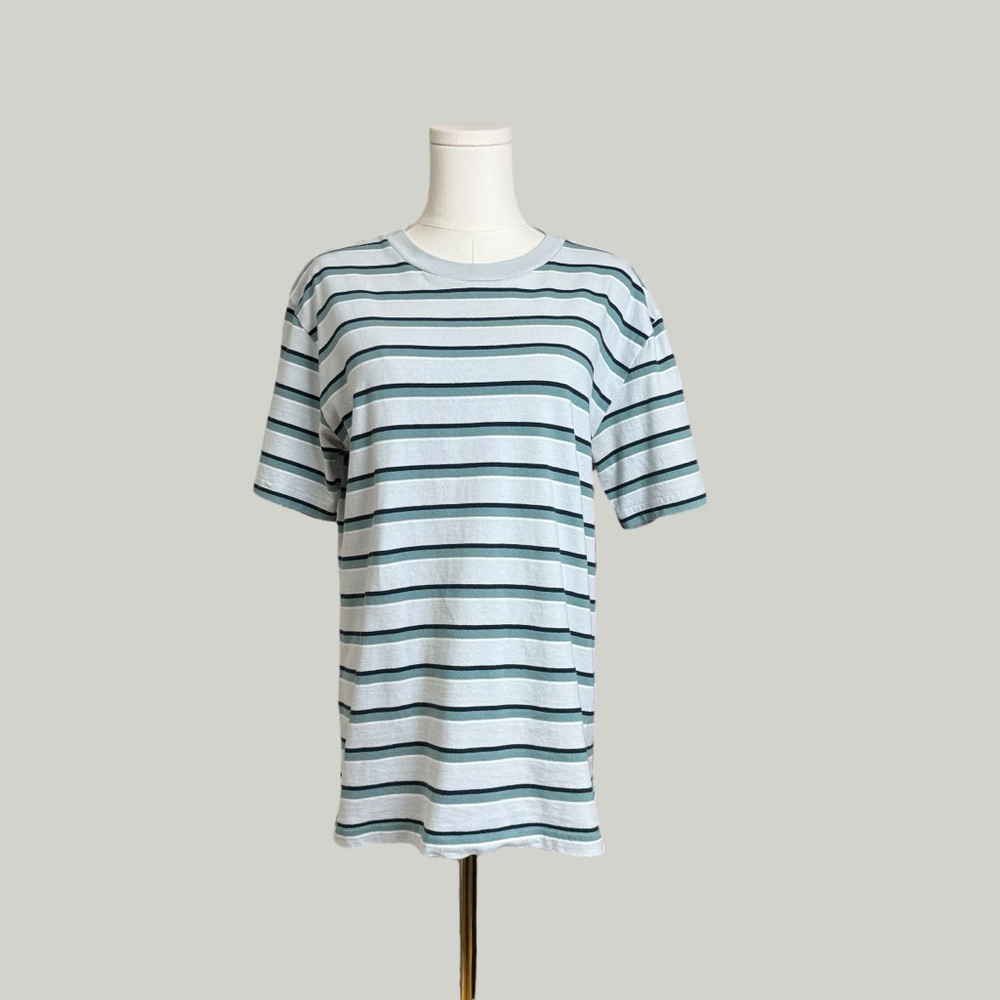 ARITZIA TNA Top Women Size 2XS Stripe Green Blue T-shirt Shortsleeves Crewneck - Picture 2 of 15